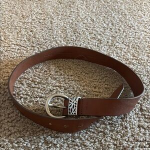 Brown Leather Belt with Silver Buckle